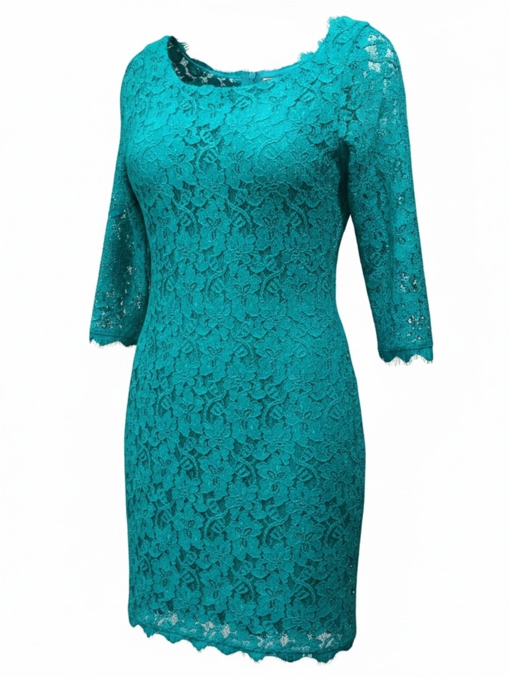 Diane Von Furstenberg Elegant Teal Lace Dress